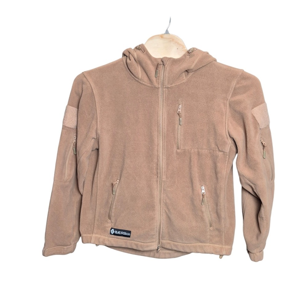 BAERSkin Men's L Tactical Fleece Jacket Tan Full Zip Hooded Outdoor - Picture 2 of 8